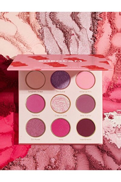 SHEGLAM 9 Renkli Yüksek Pigmentli Mat ve Metalik Göz Farı Paleti-LOVE CANDY