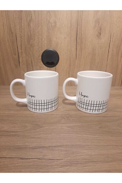 Keramika Mug 2 Pieces 10 cm White Black Hope