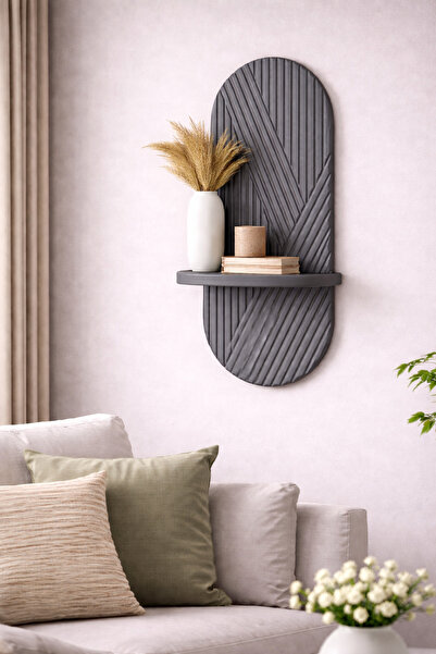 OSSEMOB DESEN-3 FÜME Dekoratif Membran Duvar Rafı (75X25cm)
