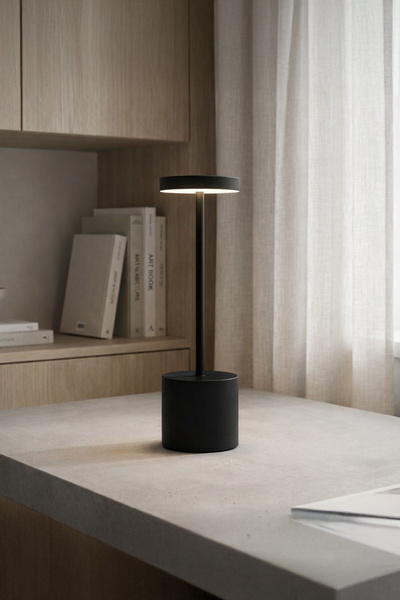 Vadi Dokunmatik Şarjlı 3 Kademeli Işıklı Led Masa Lambası Siyah Metal Modern ...