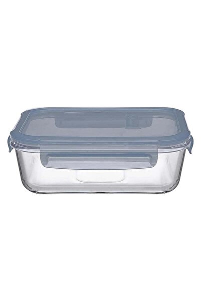 Pasabache Pasabahce Lockie Lock Glass Food Container, 1030 Ml, Blue Lid, Stac...