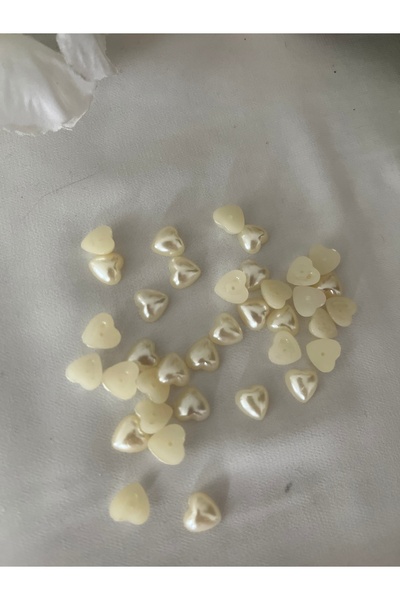 partici dükkanı Heart Pearl - Half Pearl Heart -Cream Color Heart Pearl Beads...
