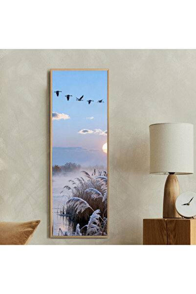Tuba Decor Tek Parça Gerçek Ahşap dikey Panorama Çerçeveli Tablo