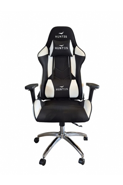 Huntes Metal Ayak Oyuncu Koltuğu Siyah-Beyaz Yayıncı Sandalyesi