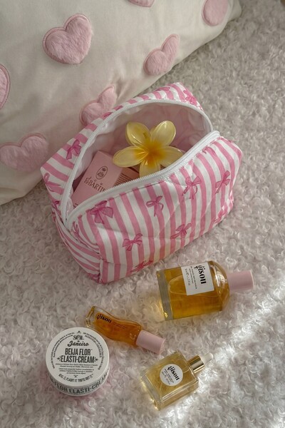 BAHELS Pembe Fiyonk Makyaj Çantası