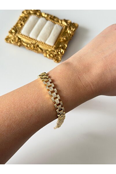 Charmist Çelik gold zirkon rlx künye bileklik