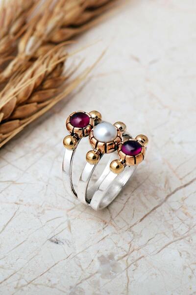 Sümer Telkari 4 Farklı Doğal Taş Seçenekli Elişi 925 Ayar Gümüş Yüzük 6003