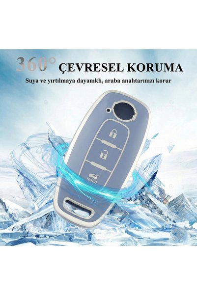 Alazpay Nissan Compatible Qashqai, Trail, Juke Gold Edge Tpu Key Case Cover (Black)