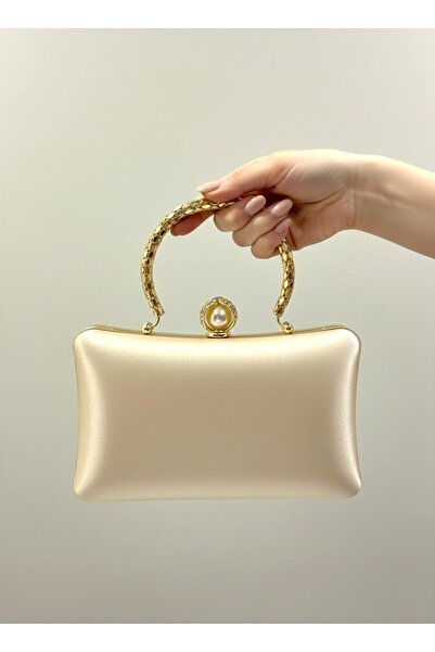 Famels Ten Satin Stone Evening Dress Bag Special Design Case with Chain and H...