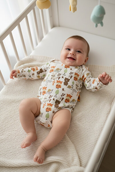 runbaby (قطعة واحدة) بدلة أطفال قطنية بأكمام طويلة وأزرار كبس