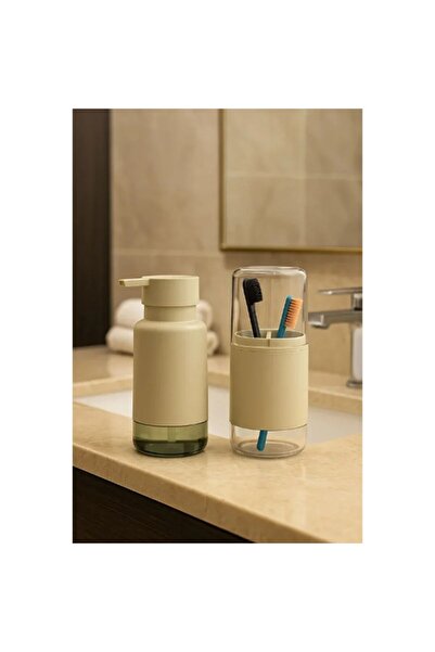 Düzen Organizer Set of 2 Liquid Soap Dispenser and Toothbrush Holder