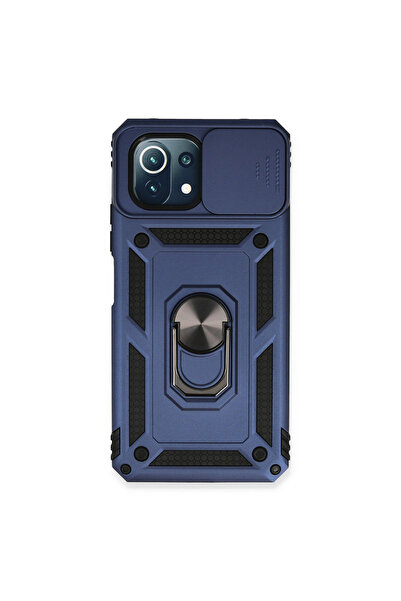 eco port حافظة هاتف Mi 11 Lite من السيليكون مع حلقة عدسة - أزرق داكن