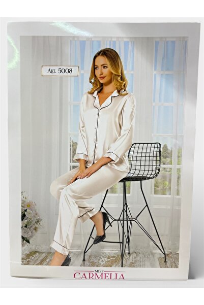 miss carmelia Satin Pajama Set (Ekru)