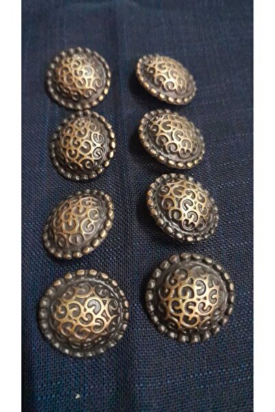 ILCARE Antik Sarı Kaplama Fırçalı METAL DÜĞME 40 BOY 30 mm 8 Adet