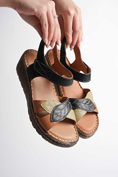 AYAKKABİSEPETİ Genuine Leather Orthopedic Women's Sandals