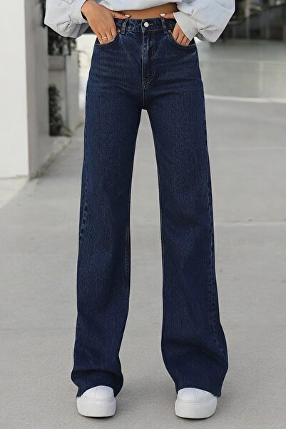 Livik Kayrıo Дамски тъмносини панталони с висока талия, гъвкава талия и удобн...