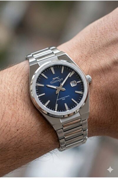 Slazenger Navy Blue Dial Men's Wristwatch |   41mm Tsuyosa Design, Steel Band...