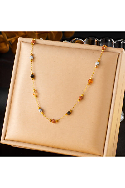 Choice Bracelet ZAKOL 316L Stainless Steel Natural Colored Beads Necklace Bra...