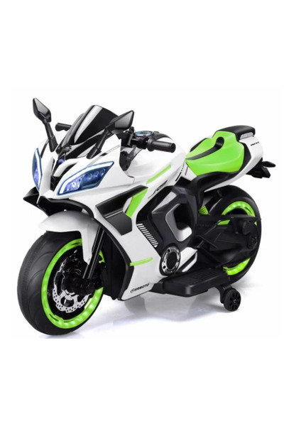 Leno Kids Electric Sports Bike 12V With Training Wheels, LED Lights, And Blue...