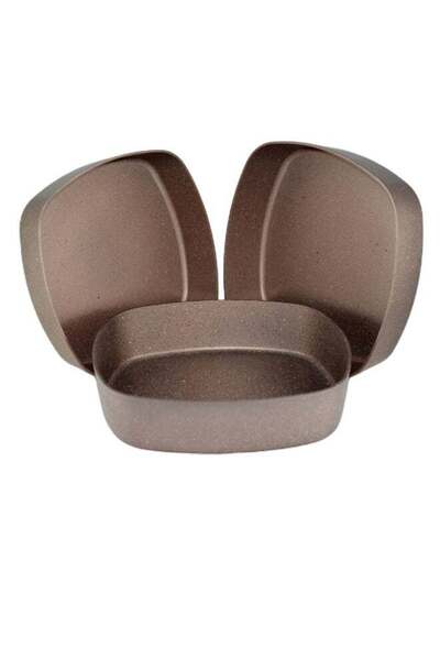 AVCI HOME MAKER Homemaker 3-Piece Square Shape Baking Tray Set Brown 28cm