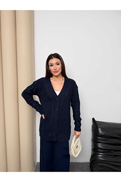 H&E LUXURY DESIGN Women's Comfortable Cardigan with Hair Braid Detail