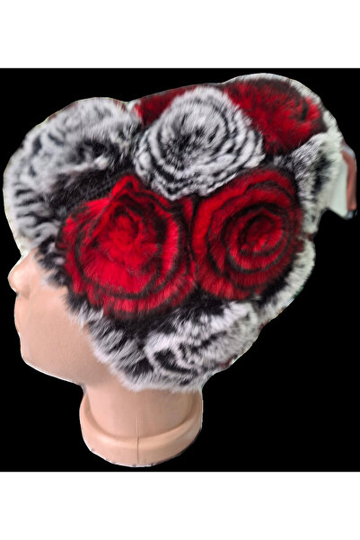 New Collectıon Black/red warm rabbit fur hat
