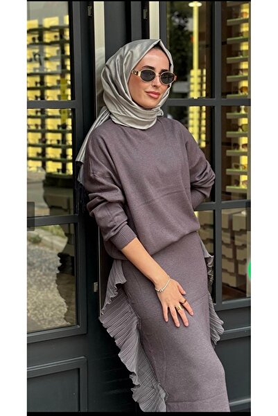 MOOROFMOOR Merserize Tül Detaylı İthal Etekli Tesettür Takım