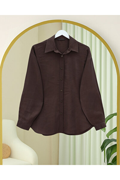 Modamorfo Oval Cut Tencel Cupra Shirt - Brown