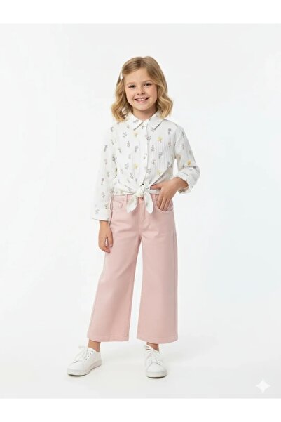 CİCHLİD Tie-front muslin shirt and gabardine pant set