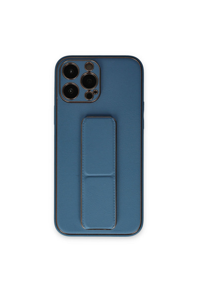 eco port Iphone 13 pro case coco leather stand cover - light blue