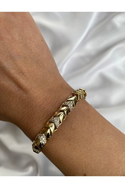 Xuping Zikzak Taşlı Gold Bileklik