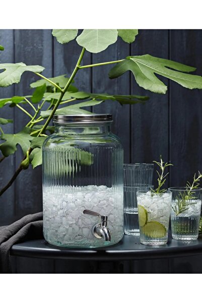 IKEA QUİCK Musluklu Cam Sürahi Hacim 5 Litre Masa Üstü Şeffaf Limonata Su Şiş...