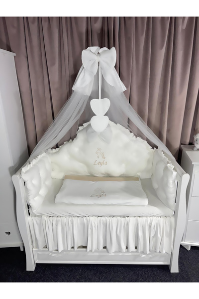 PeppiBambini Personalized 7-piece cot bedding REGAL Velvet White -