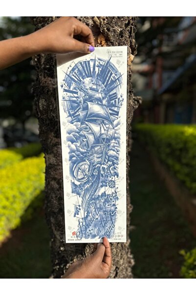 Tattoo 12 Saat Sonra Kararan 1 Ay Kalıcı Denizci harita pusula saat Kol Geçic...