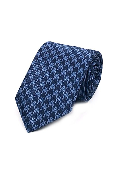 Sade Kravat İndigo Mavi Lacivert Özel Dokuma Kaz Ayağı Desenli Kravat 31196 İ...
