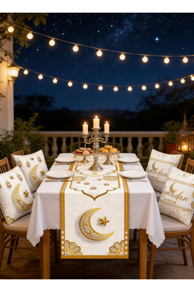 GZYIZHOU Ramadan Decorations for Home, Ramadan Table Runner + 4 Cushion Cover...