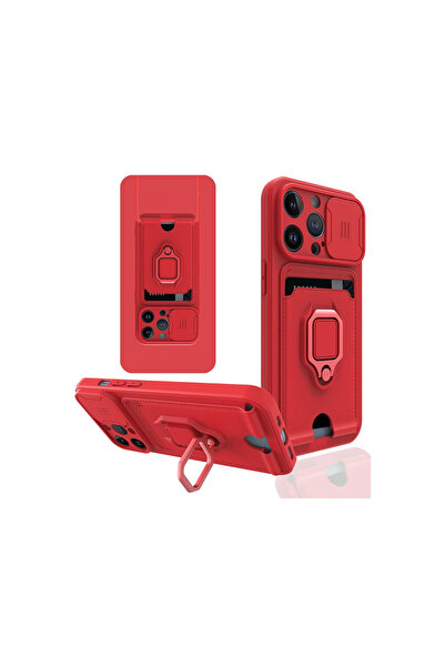 eco port Iphone 13 pro case zuma business card ring silicone - red