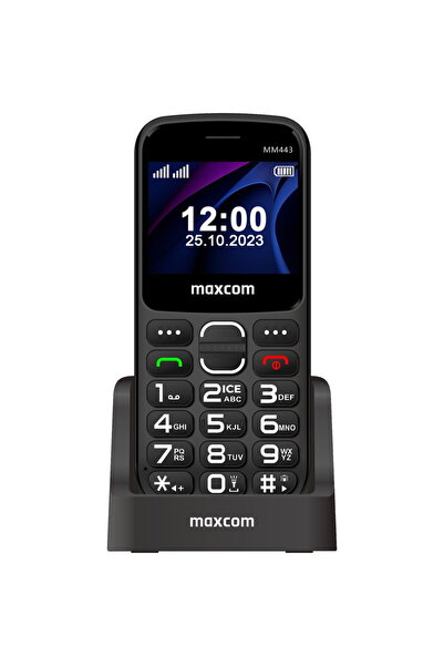MAXCOM MM443 Comfort 4G, Dual SIM, Black + Loading Stand