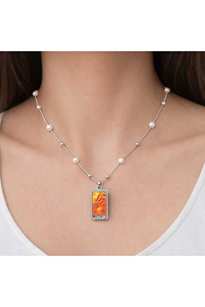 Bittox قلادة نسائية أنيقة بسلسلة فضية اللون مزينة باللؤلؤ على شكل نجمة - مناس...