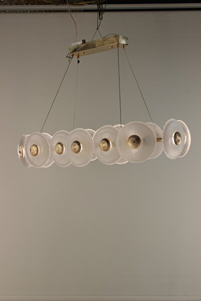 GN GEN AYDINLATMA Lüks Gold Kaplama Güneş Tasarım Masaüstü Dairesel Dokulu Ca...