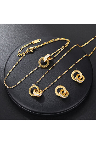 Choice Gold Color Yupsk 4Pcs/Set Stainless Steel Circles Roman Numbers Neckla...