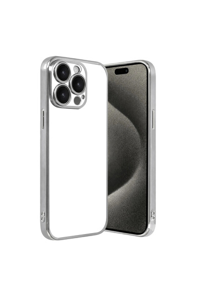 eco port iPhone 15 Pro Max Silicone with Camera Protection Lens - Silver