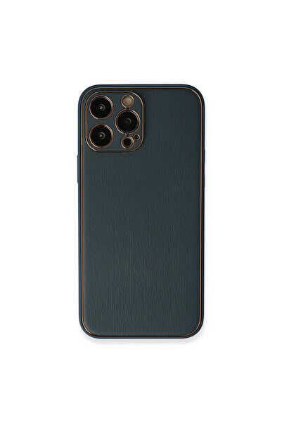 eco port Iphone 13 pro case coco leather silicone cover - blue