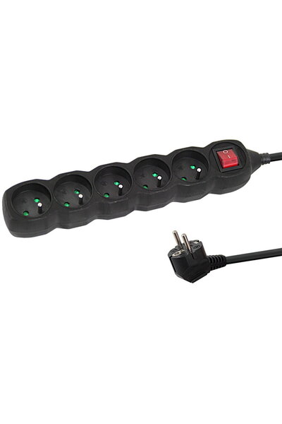 ESPERANZA 5 SOCKETS 1.5M BLACK EXTENSION CORD