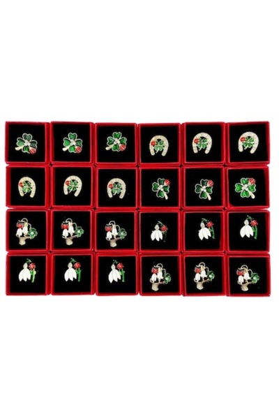 OEM Set of 24 Traditional Brooches with Boxes and Strings