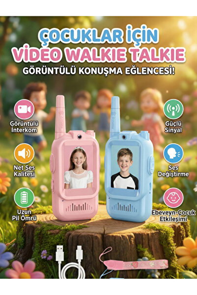 emybox Akıllı Çocuk Telsizi Görüntülü Konuşma - 4 Farklı Ses Şarjlı Walkie Ta...