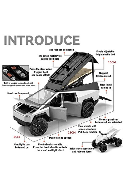 nöbetçi oyuncakçı onlinebazaar oyuncağın yeni 1:24 Ölçek Tesla CyberTruck Cam...