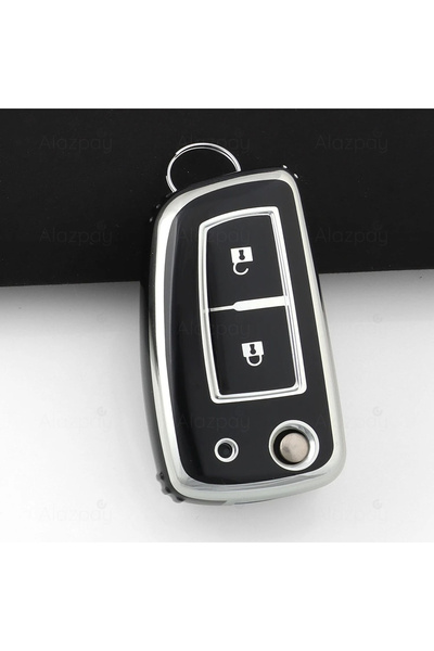 Alazpay Silver Edge Tpu Key Case Cover for Nissan X-Trail Qashqai Juke Pulsar...