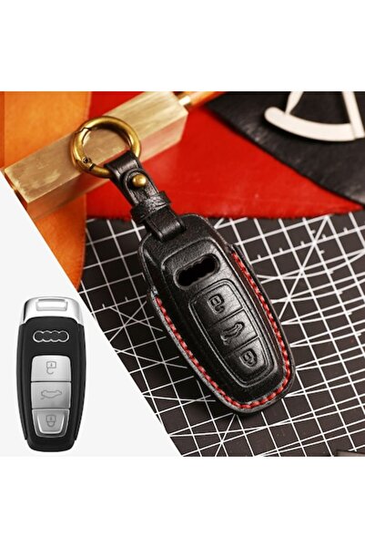 Nabi Market Premium Leather Key Protection Case Black Compatible with AUDI 20...
