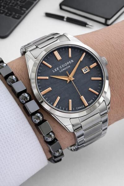 Lee Cooper Men's Wristwatch 50 Meters Water Resistant Steel Band + Bracelet G...